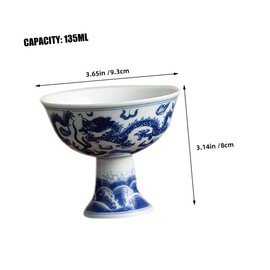 GRIRIW Ceramic Tea Cup with High Foot Design Elegant Chinese Style Teacup for Kung Fu Tea for Office Use Gifting Adorable Rabbit Decoration Ceramic Material Convenient