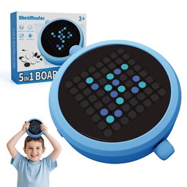 5 in 1 Electronic Board Game,Include Reversi(Othello), 4 in a Row, 5 in a Row, Chinese Checkers, and Tic Tac Toe，Pocket Size Toy for Road Trip, Camping, Party (Blue)