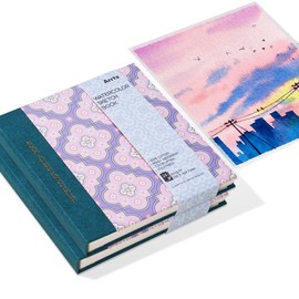 2 Pack Arrtx Watercolor Journal, 5.47 x 5.47'', 140 LB, 300 GSM, 100% Cotton Paper, Hot Press, 48 Sheets, Hardcover Watercolor Sketchbook for Use As Travel Notebook for Artists Adults Students