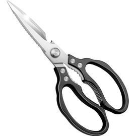 CGBE Kitchen Scissors, Multi-Purpose Kitchen Shears, Heavy Duty Dishwasher Safe Food Scissors, Non Slip Stainless Steel Sharp Cooking Scissors (Black)