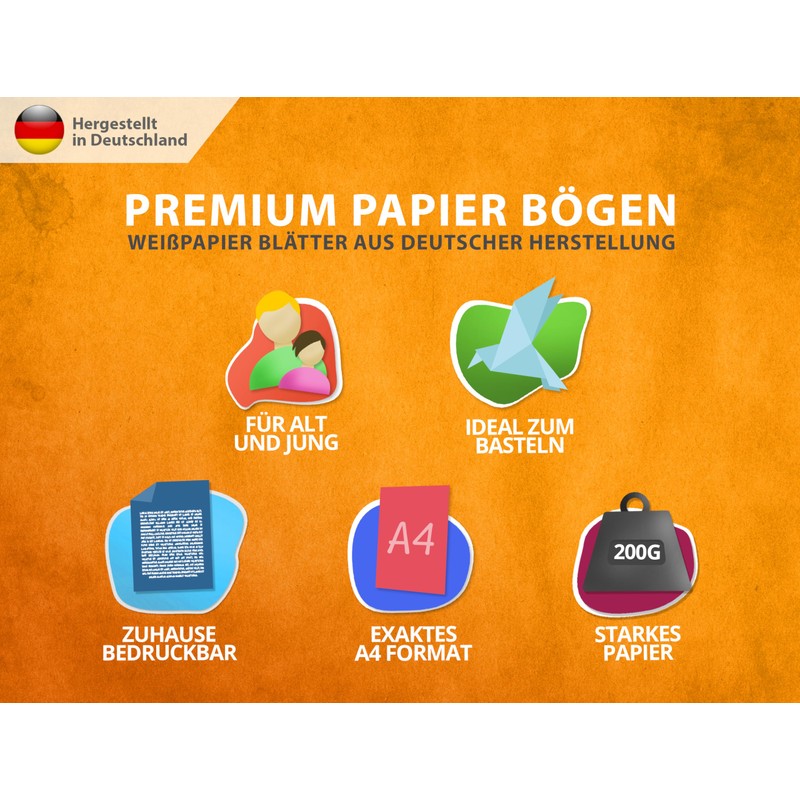 50 Sheets of Paper 200 g/m² White Matt, Premium Paper