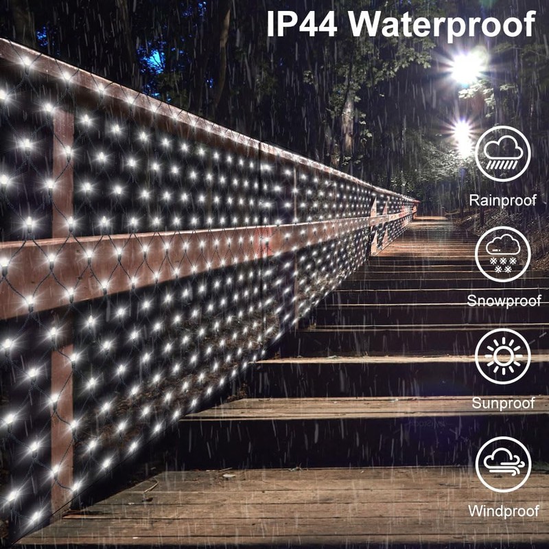 IKNHYEG Outdoor Net Lights Solar Powered Mesh Lights 20x 6.6FT
