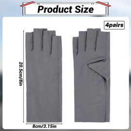 4 Pairs Sun Protection UV Gloves for Women Fingerless Gloves Non Slip Gloves for Gel Nail Lamp UV Driving Gloves for Women Summer UV Protection Gloves Sun Protection Gloves Men for Cycling Running