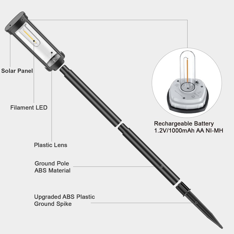 NEWMESSI 8 Pack Solar Pathway Lights Outdoor, Modern Super Brightness