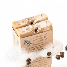 TBS Coffee & Vanilla Soap 2 x 100 g Handmade with Shea & Cocoa Butter Vitamin E Paraben-Free Moisturising for Dry Sensitive Skin Face & Body Soap