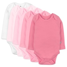 HonestBaby 5-Pack Organic Cotton Long Sleeve Bodysuits, Pink Ombre, Preemie