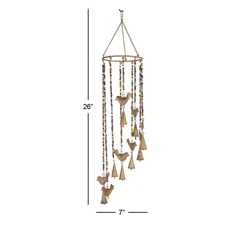 Deco 79 41456 Windchime, 7" W x 26" H, Gold