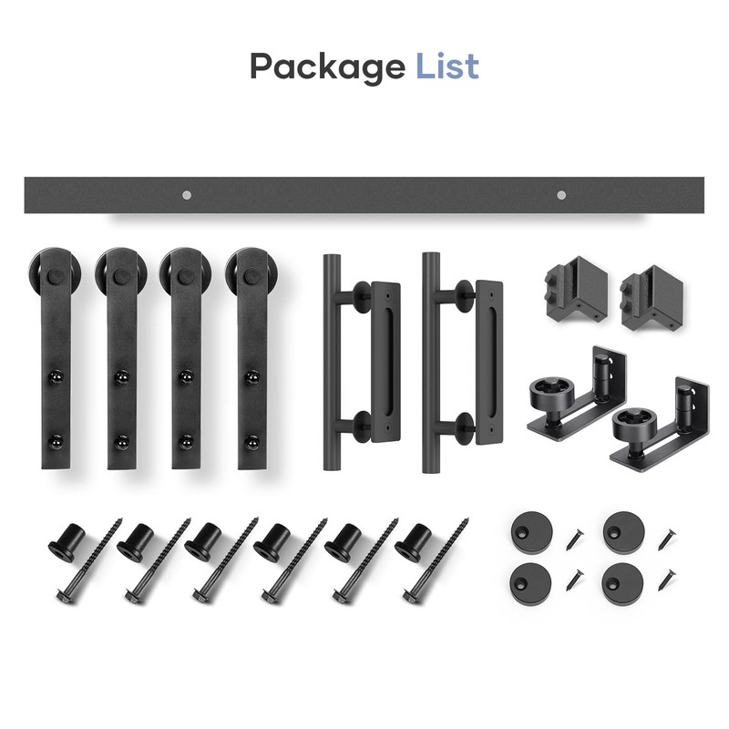 EaseLife 8 FT Double Sliding Barn Door Track and Handle
