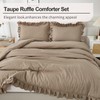 Andency Taupe Queen Comforter Set(90x90Inch), 3 Pieces(1 Ruffle Comforter and