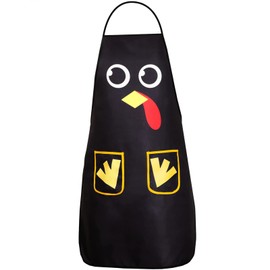 chiazllta Turkey Apron Thanksgiving Cooking Chef Apron with Two Front Pockets Fall Friendsgiving Apron for Holiday Party Gift （Black）