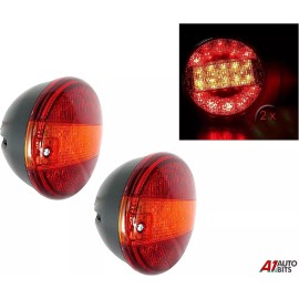 2x 24v Led Tail Lights Hamburger Rear Lamps For Truck Trailer Daf Man Mercedes