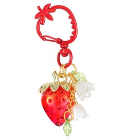 FdcZeyxior Cute Strawberry Keychain, Strawberry Bag Charms, Red Cherry Keychain Kawaii Keychains Red Bag Charms Accessories Decor for Women Purse Gift
