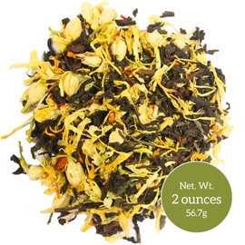 Nelson's Tea Apricot Peach Cobbler Tea - Cut & Sifted Jasmine Green Tea, Black, & Oolong Tea Loose Leaf Blend with Safflower & Marigold Petals (2oz)