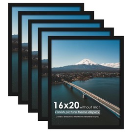 Fisnish 16x20 Picture Frames 5 Pack, Black Poster Frames for Horizontal or Vertical Wall Mounting