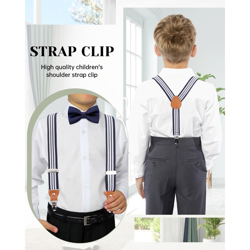 Child Kids Suspender Bowtie Sets - Y Shape Adjustable Suspender