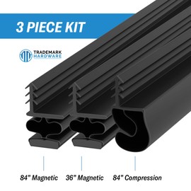 TMH Magnetic Weather Stripping Door Seal for Metal Doors - Kerf Door Seal Kit, 36" x 84" - Black Weather Stripping for Doors.