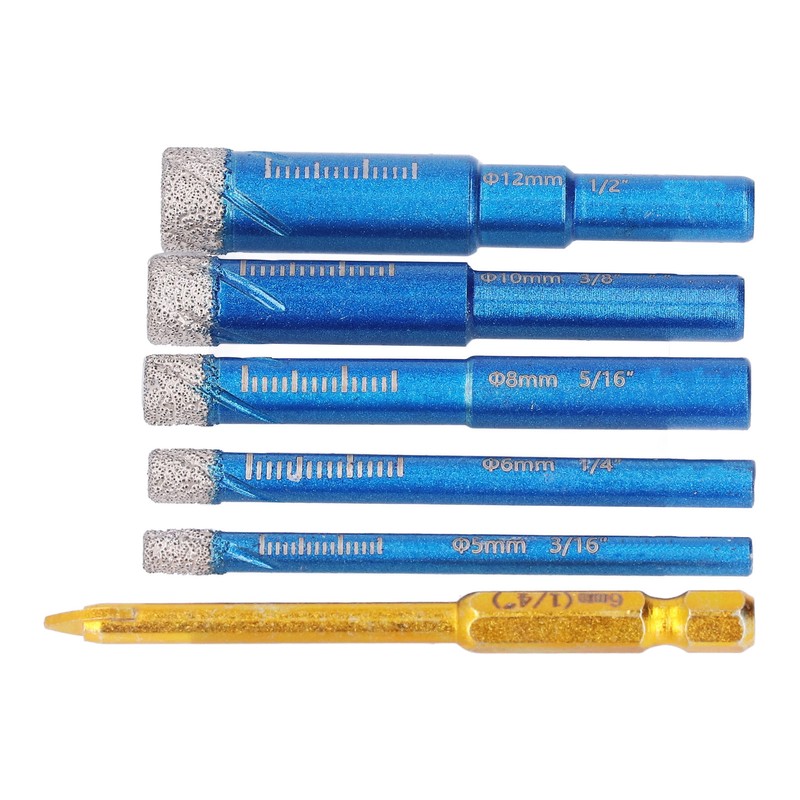 6PCS Brazed Dry Drill Bit Wear Resistant Vaccum Brazing Diamond