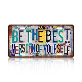 JBYMsign Vintage Wall Decor Be Stronger Than Your Excuses License Plate Metal Sign Tin Signs Poster