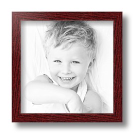 ArtToFrames 8x8 Inch Red Picture Frame, This 0.75 Inch Custom Wood Poster Frame is Cherry - Comes with Foam Backing 3/16 inch and Regular Glass (FBPL0066-1343-YCHY-8x8)