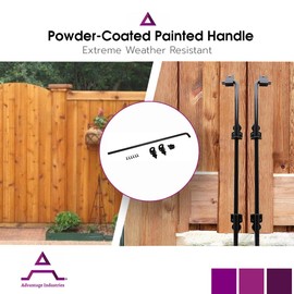 Advantage Industries 42" Heavy Duty Cane Bolt | Gate Ground Latch Drop Rod | Pad-Lockable | Zinc Plated Steel | Industrial Grade Drop Rod for Wood Fence | Hardware & Fasteners Included - Black