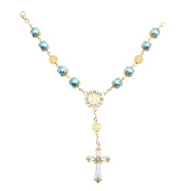 Levemolo Jewelry for Women Catholic Rosary Wrist Chain Cross Glass Minimalist Style Fashionable Hand Chain