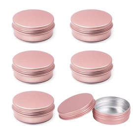 12Pcs 60ml/2oz Aluminum Tin Jar with Screw Lid Empty Refillable Aluminum Round Tin Containers for Cosmetic Lip Balm Cream Rose Gold