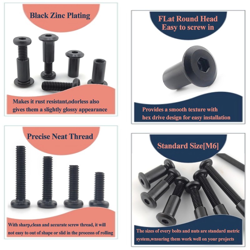 Black M6 x 3/4" Hex Drive Socket Cap Bolts Screws