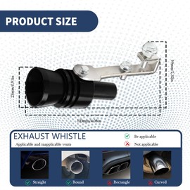 Rebvugr 2PCS Turbo Sound Whistle Simulator, Car Turbo Whistle Car, Aluminum Alloy Universal Turbo Sound Exhaust Muffler Pipe Whistles, Auto Replacement Exhaust Mufflers Fit Vehicle Truck (Black)