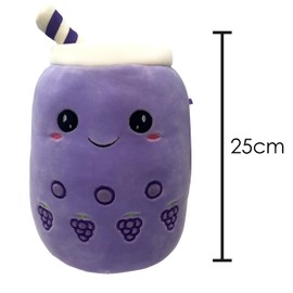 VFM - Boba Tea Soft Toy Purple Bubble Tea Plush Pillow, Cute Soft Stuffed Toy Plush Toy Cute Stuffed Plushie, Gifts for Birthday, Valentine's Day Christmas- 1 X Grape 25cm