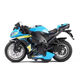 Gilumza Pull Back Motorcycle Toys, 1:14 Tiny Gift with Music Lighting, Race Mini Motorcycles Toy for Boys Kids Christmas Birthday Age 3-12 Year Old (Blue)