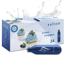 KAYSER K2224001 KAYSER-Pack of 24 Cream Charger Cream Capsules for Cream Dispenser for 500 ml Cream Premium N2O Capsules Made of Steel 100% Recyclable Made in EU for Cold and Warm Applications, Steel