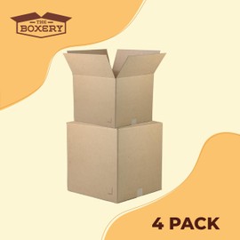 The Boxery Moving Boxes 4-Pack XX-Large | 24x24x24 inch Brown/Kraft Corrugated Cardboard Packing, Moving & Storage for Business/Home – Durable - Eco-Friendly, Recyclable - Made in the USA
