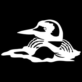 Express Yourself Detailed Loon Wall Decal (White - Reverse Facing - XL) - Waterfowl Collection