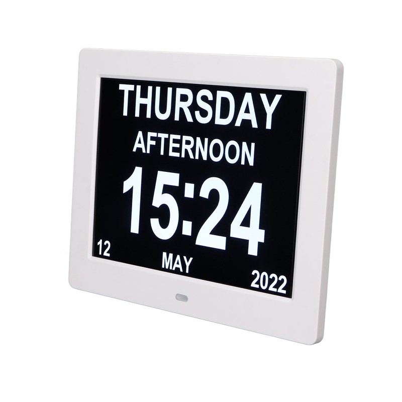 8in Digital Alarm Clock Photo Frame 800x600 Large Font Adjustable