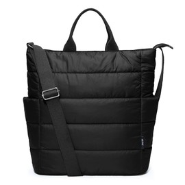 KALIDI Quilted Tote Bag, Puffer Hobo Laptop Bag Anti Splash Crossbody Zipper Shoulder Bag Large Casual Work Daily Women, Black