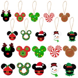 30Pcs Mouse Wooden Hanging Ornaments Adorable Xmas Crafts Holiday Hanging Pendants Mouse Theme Decor with Rope Winter Embellishments Christmas Decorations Gift for Tree Home Fireplace