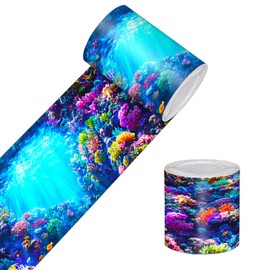 HOMETITUTE Wallpaper Border Peel and Stick Underwater Coral Reef Texture Decorative Wall Trim Self Adhesive Border for Walls Mirror Frame Accent Strip for Bedroom Bathroom Kitchen Room 4x196 Inch