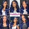 Ombre Blue Lace Front Wigs Human Hair Body Wave 1B/Blue