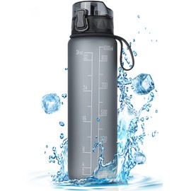 FULDENT Drinking Bottle 1 Litre [BPA Free] with Non-Slip Rubber Handle for Bike, Outdoor, School, Gym