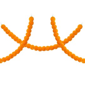 YIAJIA 2 Pack Marigold Garlands, Diwali Flower Decorations, Artificial Marigold Flower Garland for Wedding Party Diwali Lights Theme Decoration Photo Prop Backdrops (5ft Long Per Pack)
