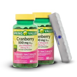 Unique Bundle Store Spring Valley, Cranberry Supplements for Women & Men, 500mg 60 Count Softgels, Dietary Supplement + 7 Day Pill Organizer Included (Pack of 2)