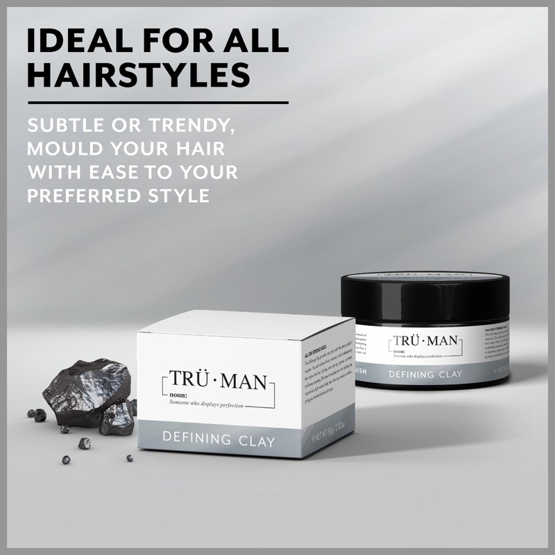 TRU•MAN Defining Clay: All-Day Strong Hold Improves Texture & Thickness,