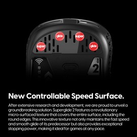 Superglide2 - New Controllable Speed Surface Fastest and Smoothest Mouse Feet/Glides Made with Ultra Strong Glass Smooth and Durable Sole for Universal 6mm x 8 [RED]