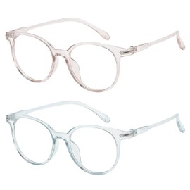 OWL Round Blue Light Blocking Fake Eyeglasses for Women Men - Lightweight Frame, Anti UV400 Ray Protection Eyewear - Ideal Use for Computer, Reading, Gaming, Phones & TV Glasses - Biege, Clear