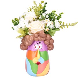 Large Head Planter Rainbow Planter,Cute Smiley Face Planter,Funny Whimsical Planters,Unique Flower Pots, Suitable for Indoor and Outdoor Flower Pots,Abstraction Face Flower Pots,Resin Flowerpot (A)