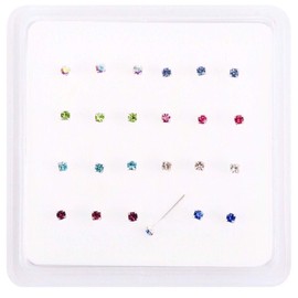 Pack of 24/8 Colour 925 Sterling Silver Claw Set Nose Studs