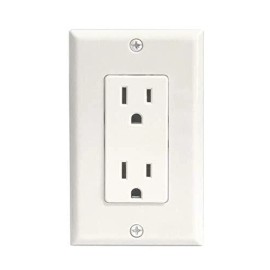 RiteAV 15A Electrical Duplex Receptacle Wall Outlet Plate 1 Gang Decorative White