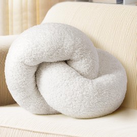 AELS 3D Chain Link Decorative Throw Pillow, 17.7" Accent Knot Pillow for Couch, Living Room and Bedroom, Mid Century Mordern Home Decor, Cream White