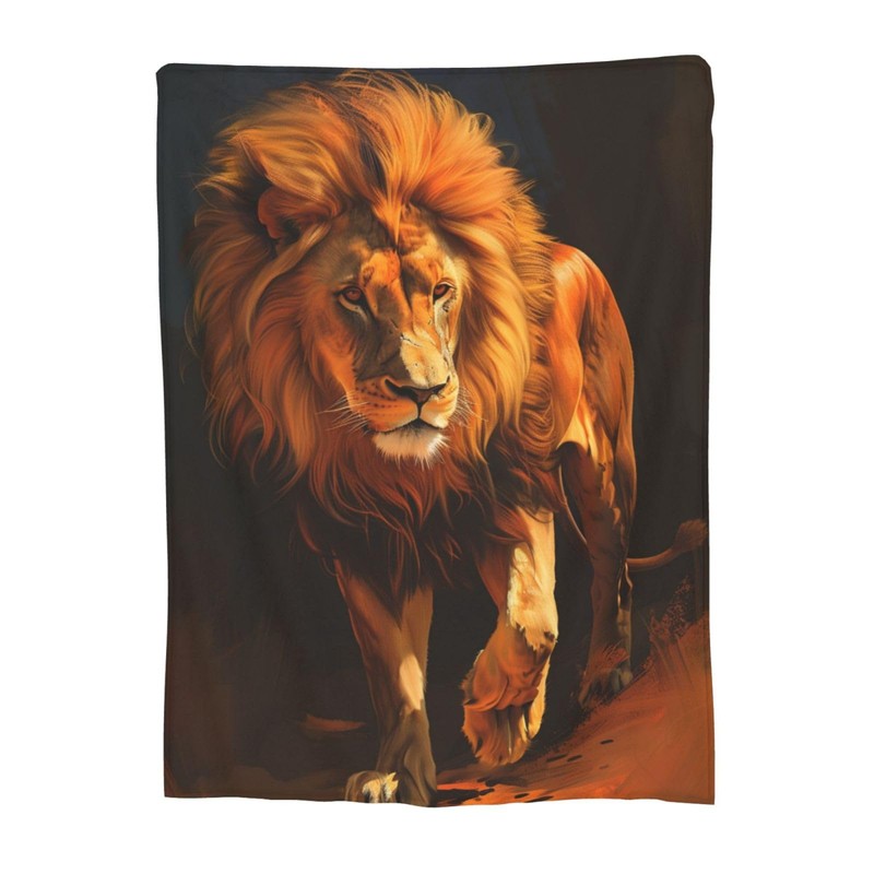 Bidesk Lion Blanket Soft Cozy Flannel Throw, Warm Lightweight Fuzzy