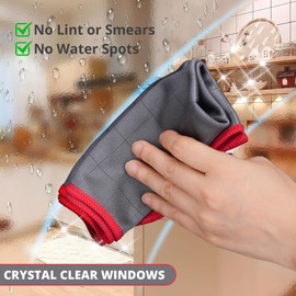 mobumeia 4X Fenstertuch, 30x30cm Fensterputztücher Carbon Tücher Für kristallklare & streifenfreie Scheiben, Poliertuch Gläser Microfasertuch Fenster, Microfaser Fensterputztuch, Glas Tuch
